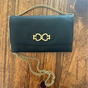 Kate Spade Toujours Chain Clutch Bag Black Pebble Grain Leather